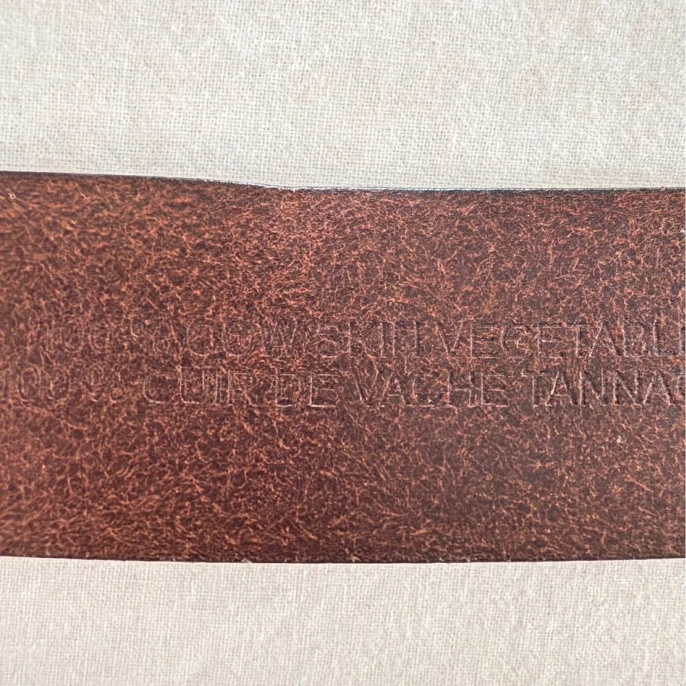Hugo Boss Carmello Brown Leather Belt Mens 50289979 Handmade Tunisia Gunmetal